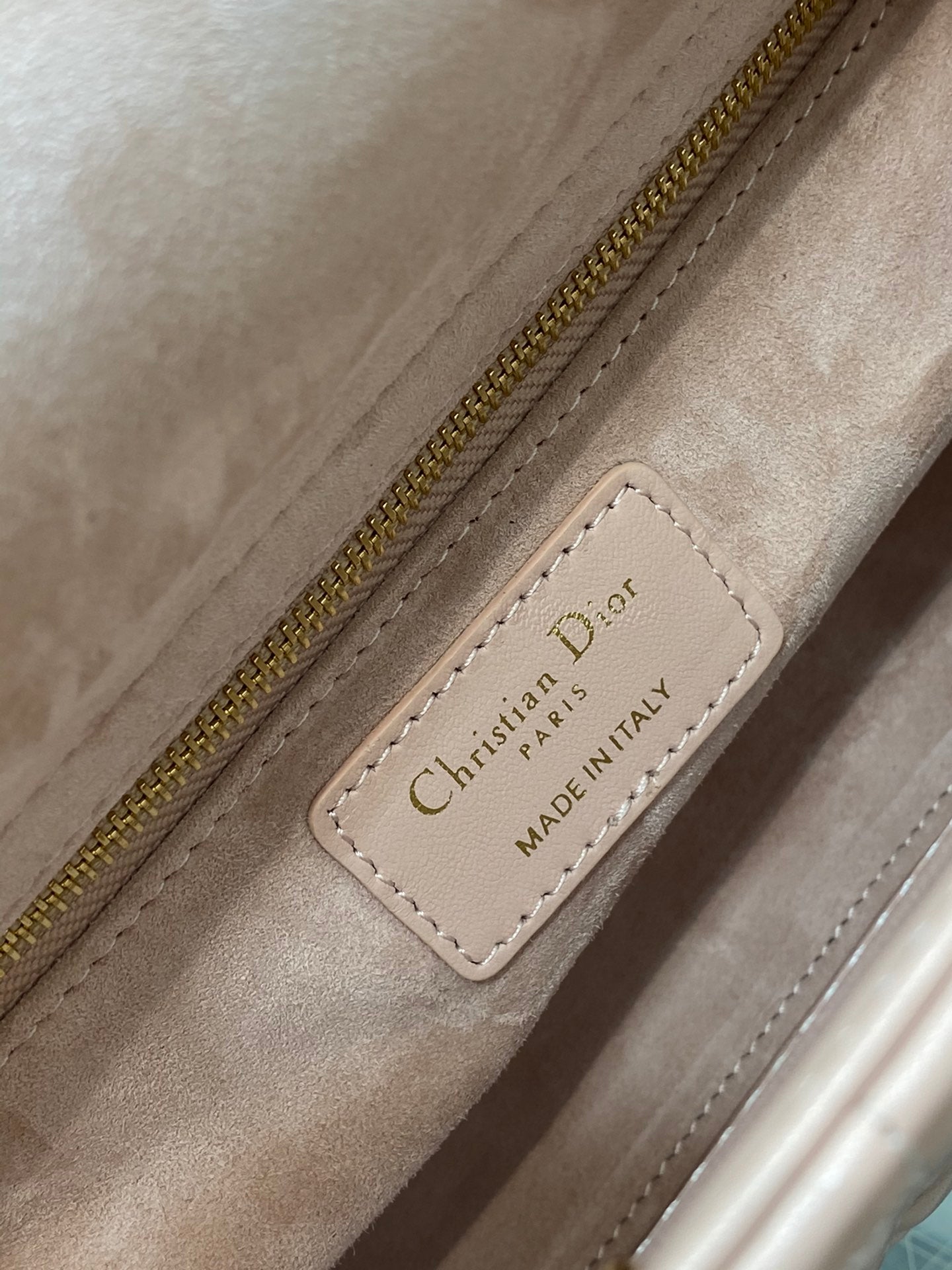 Dior Light Pink Quilted Leather Handbag with Top Handle and Gold Hardware