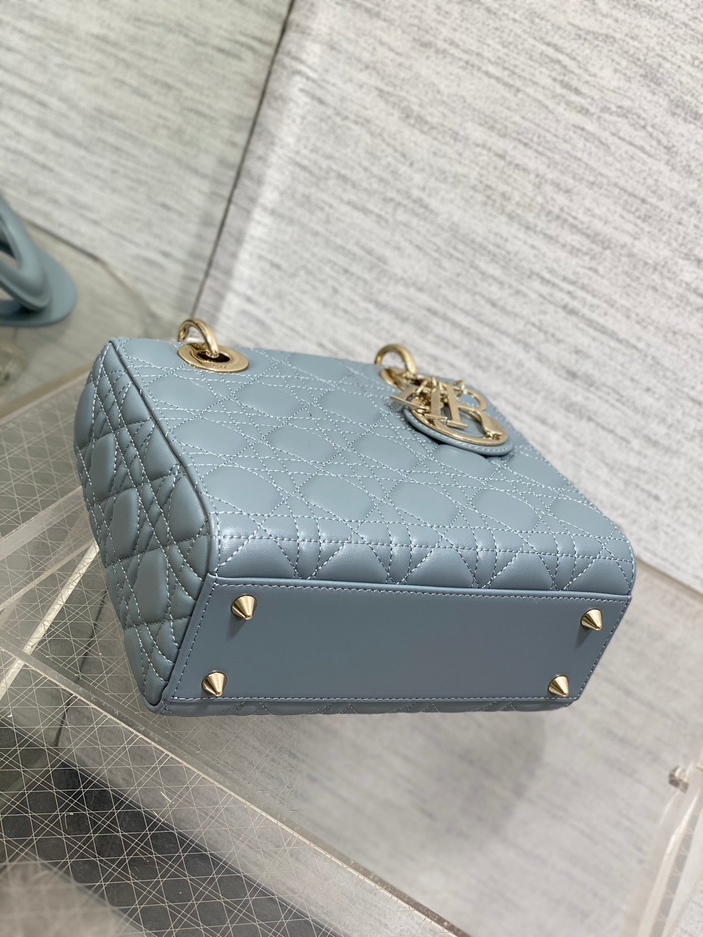 Small Lady My ABCDior Bag in Blue Cannage Lambskin