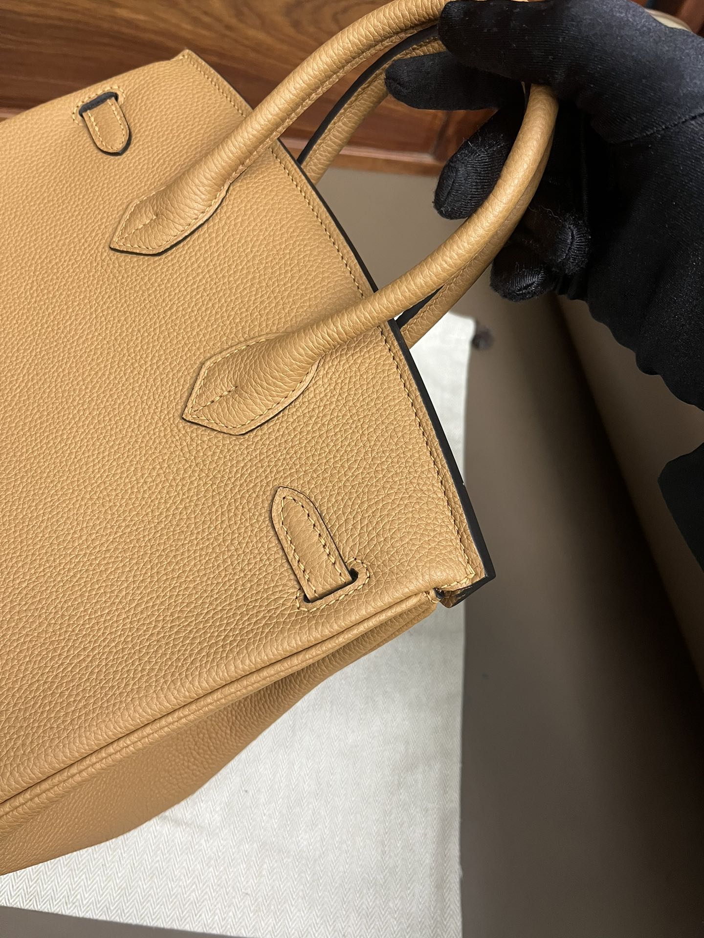 Classic Tan Leather Satchel Handbag with Silver Hardware and Top Handles