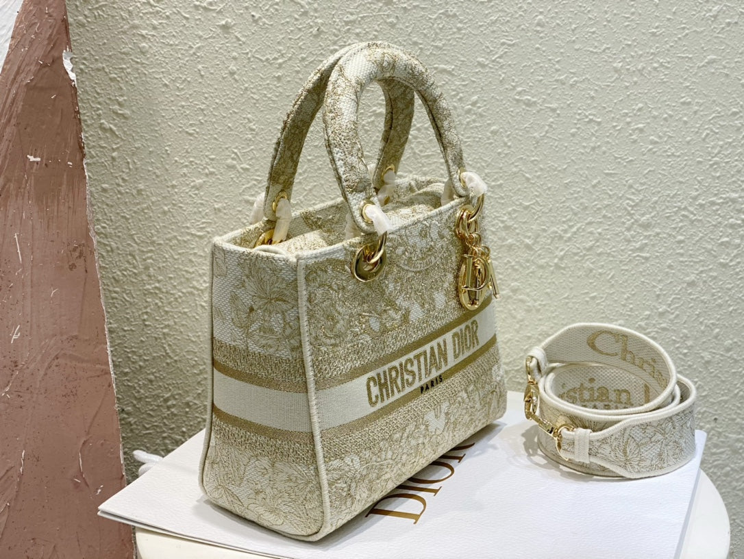 Dior Floral Embroidered Top Handle Crossbody Bag in Sage Green