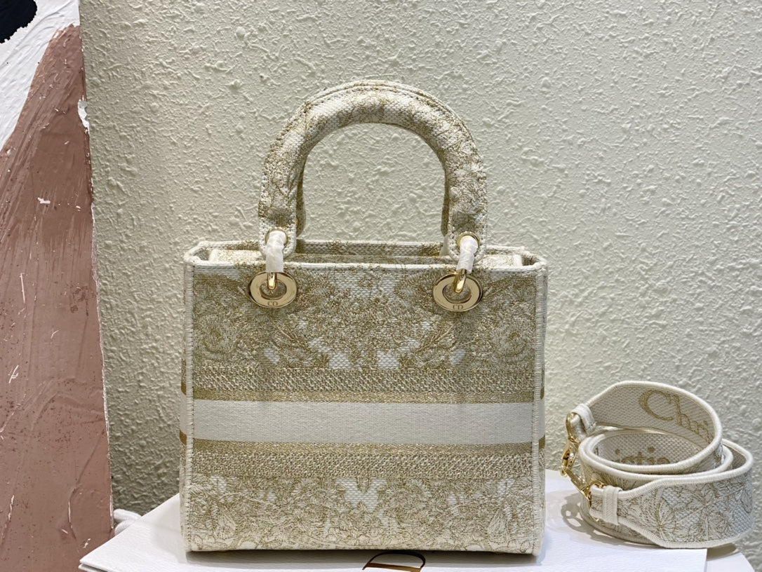 Dior Floral Embroidered Top Handle Crossbody Bag in Sage Green