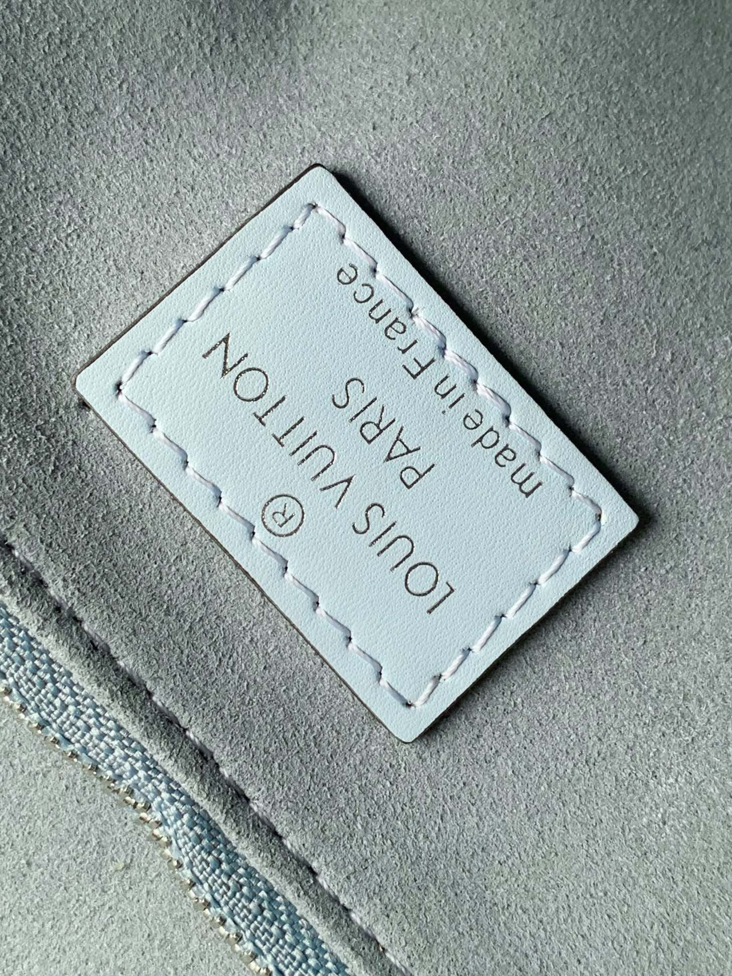 Louis Vuitton Classic Light Blue Textured Leather Crossbody Handbag with Top Handle