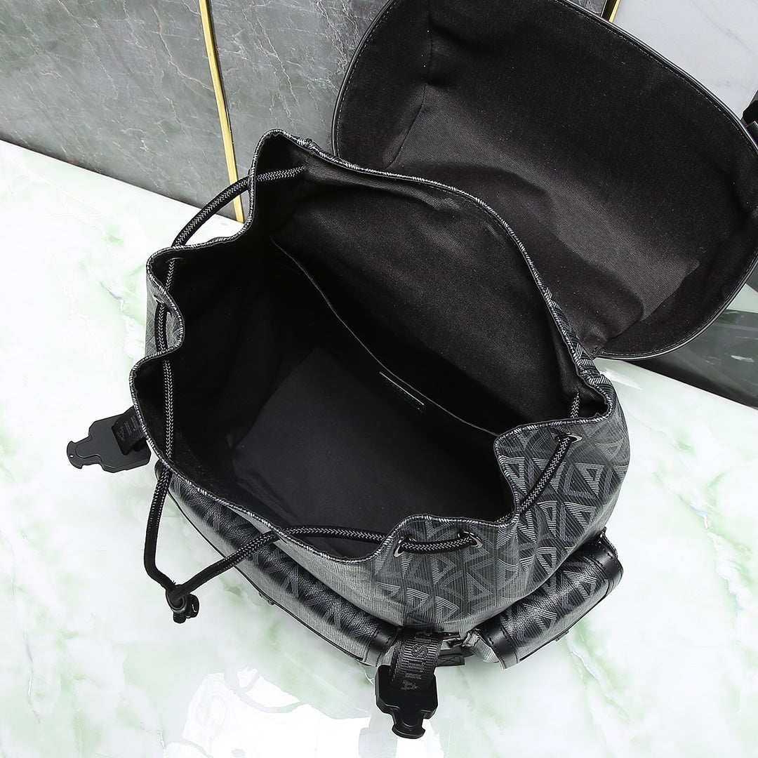 Dior Grey Geometric Diamond Pattern Men's Travel Backpack