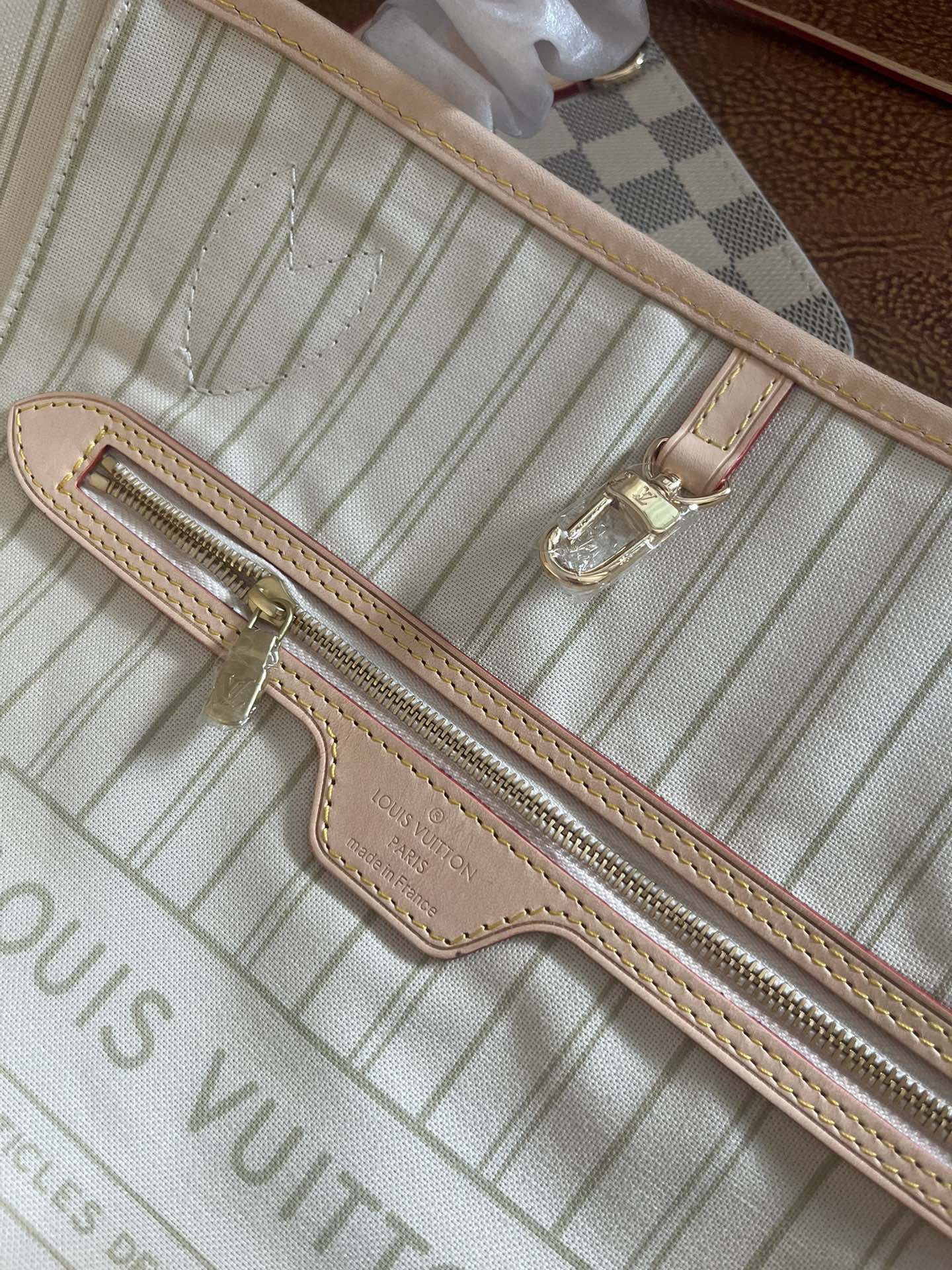 Louis Vuitton Neverfull MM Damier Azur Tote Bag with Pouch