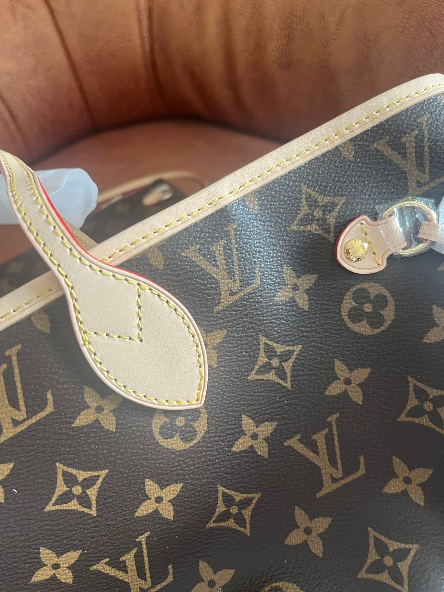 Louis Vuitton Classic Brown Monogram Canvas Shoulder Tote Bag with Matching Pouch