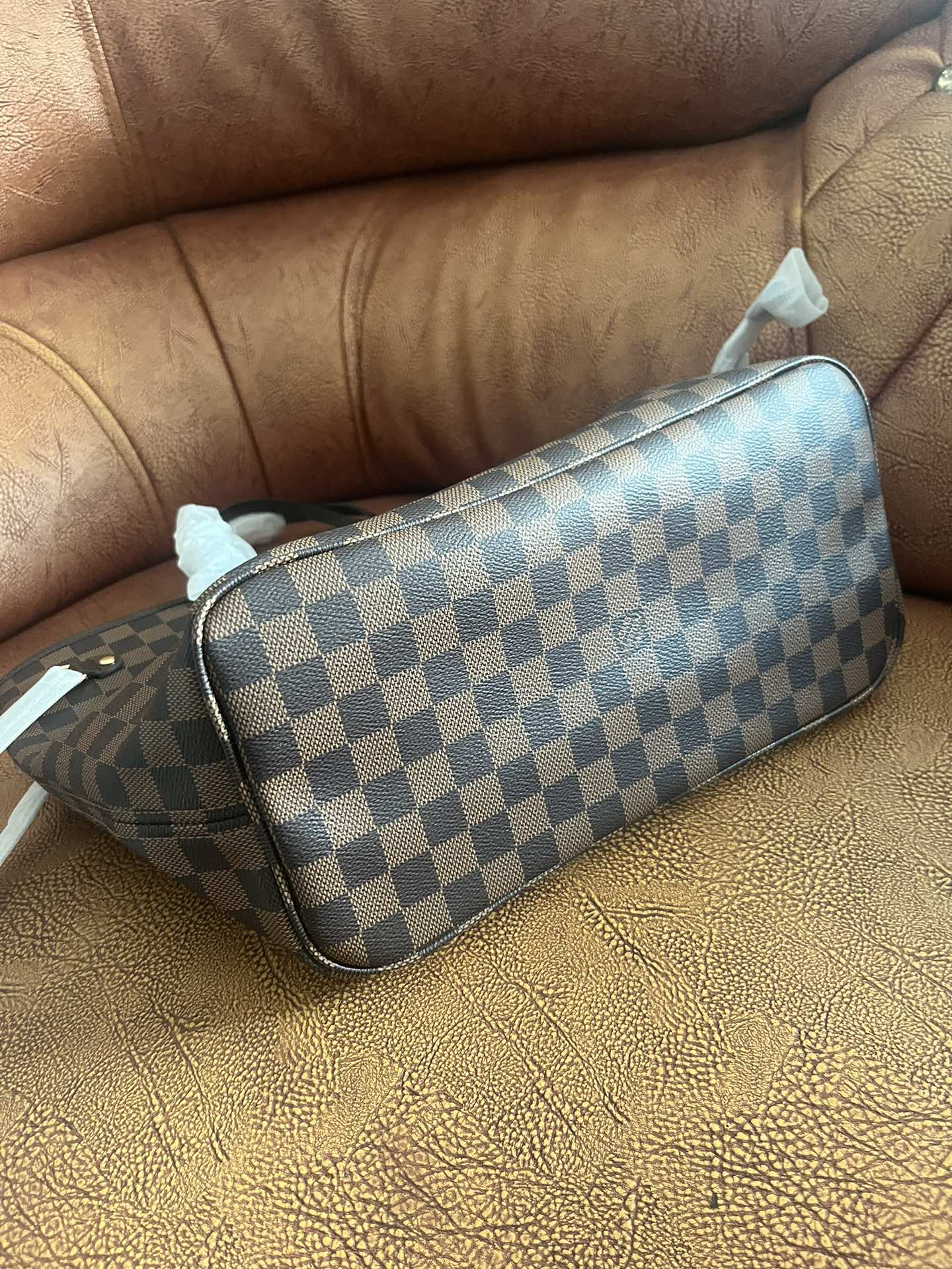 Louis Vuitton Classic Brown Checkered Tote Bag Shoulder Handbag for Women