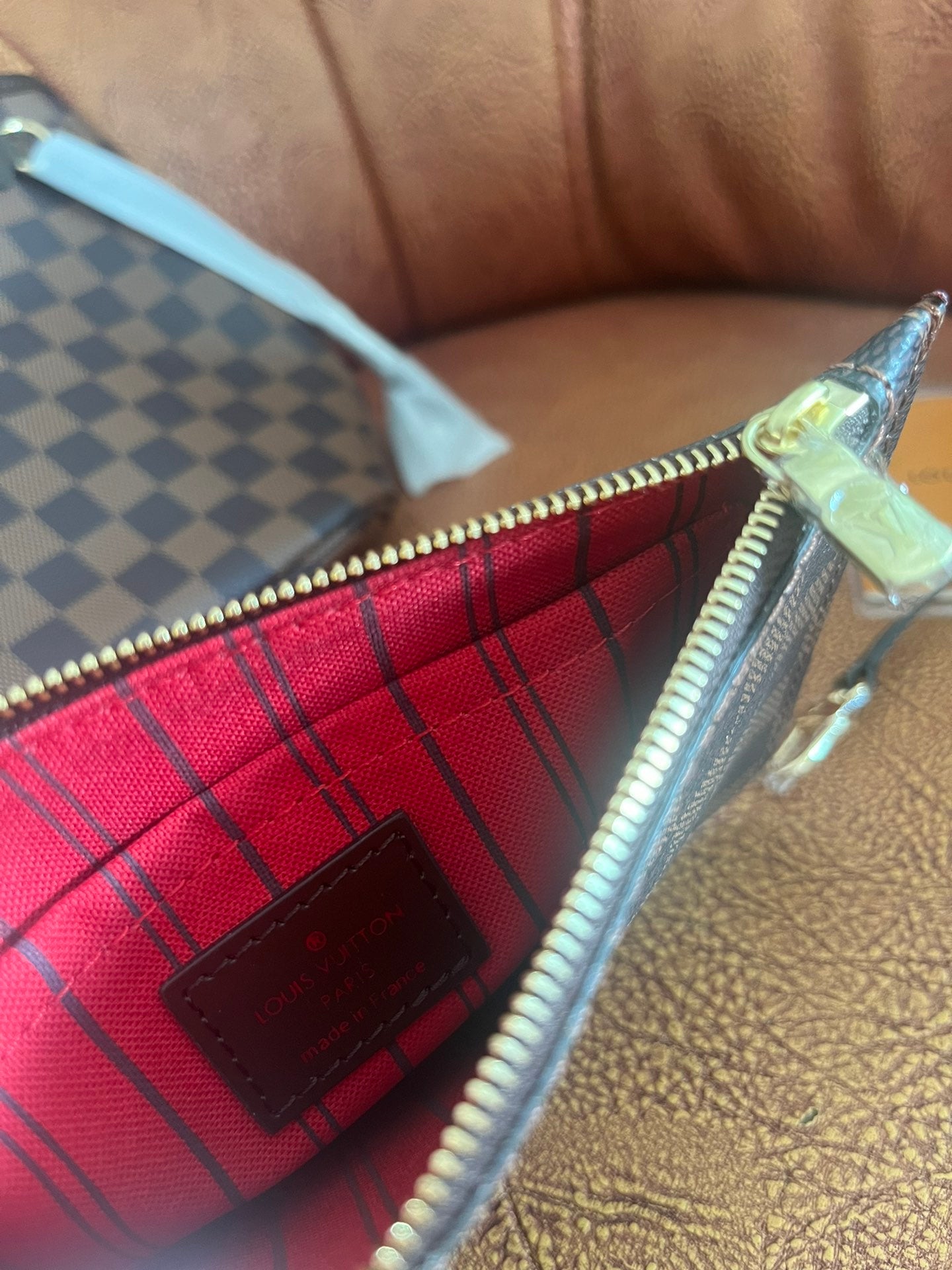 Louis Vuitton Neverfull MM Tote Bag Damier Ebene Canvas Brown