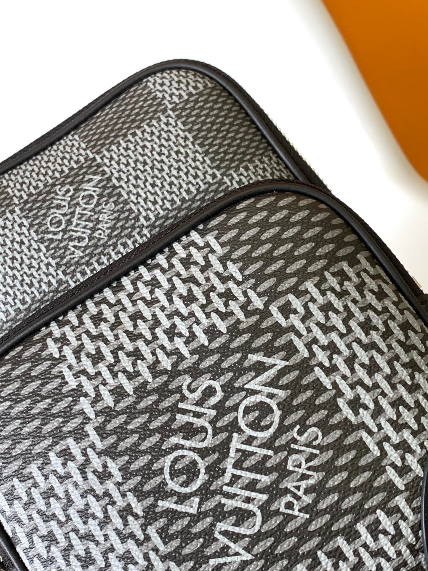 Louis Vuitton Men's Black and Grey Checkerboard Sling Crossbody Chest Bag
