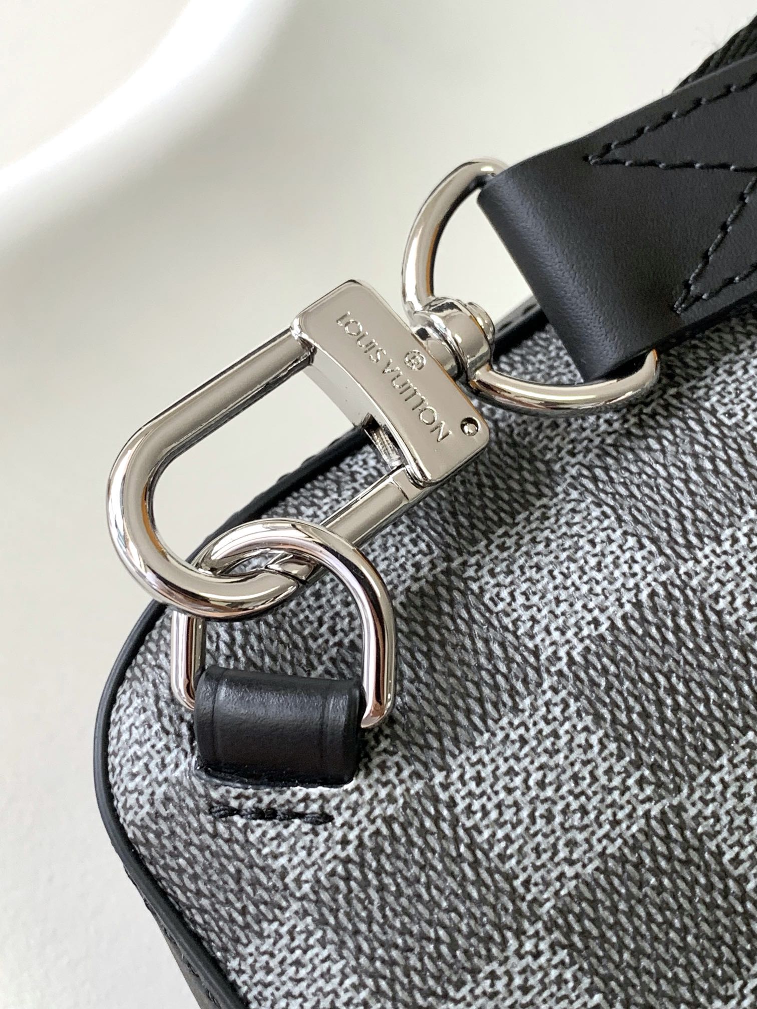 Louis Vuitton Men's Black and Grey Checkerboard Sling Crossbody Chest Bag