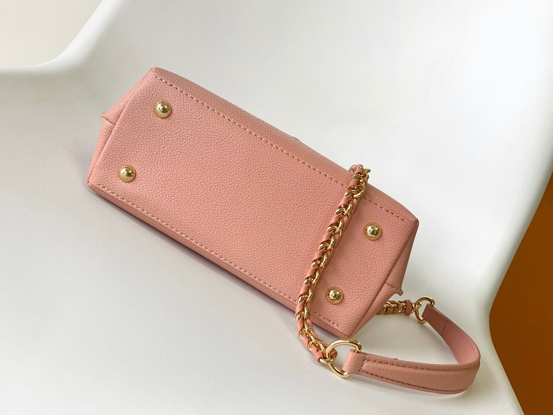 Louis Vuitton Two-Tone Pink and Cream Leather Top Handle Satchel Handbag