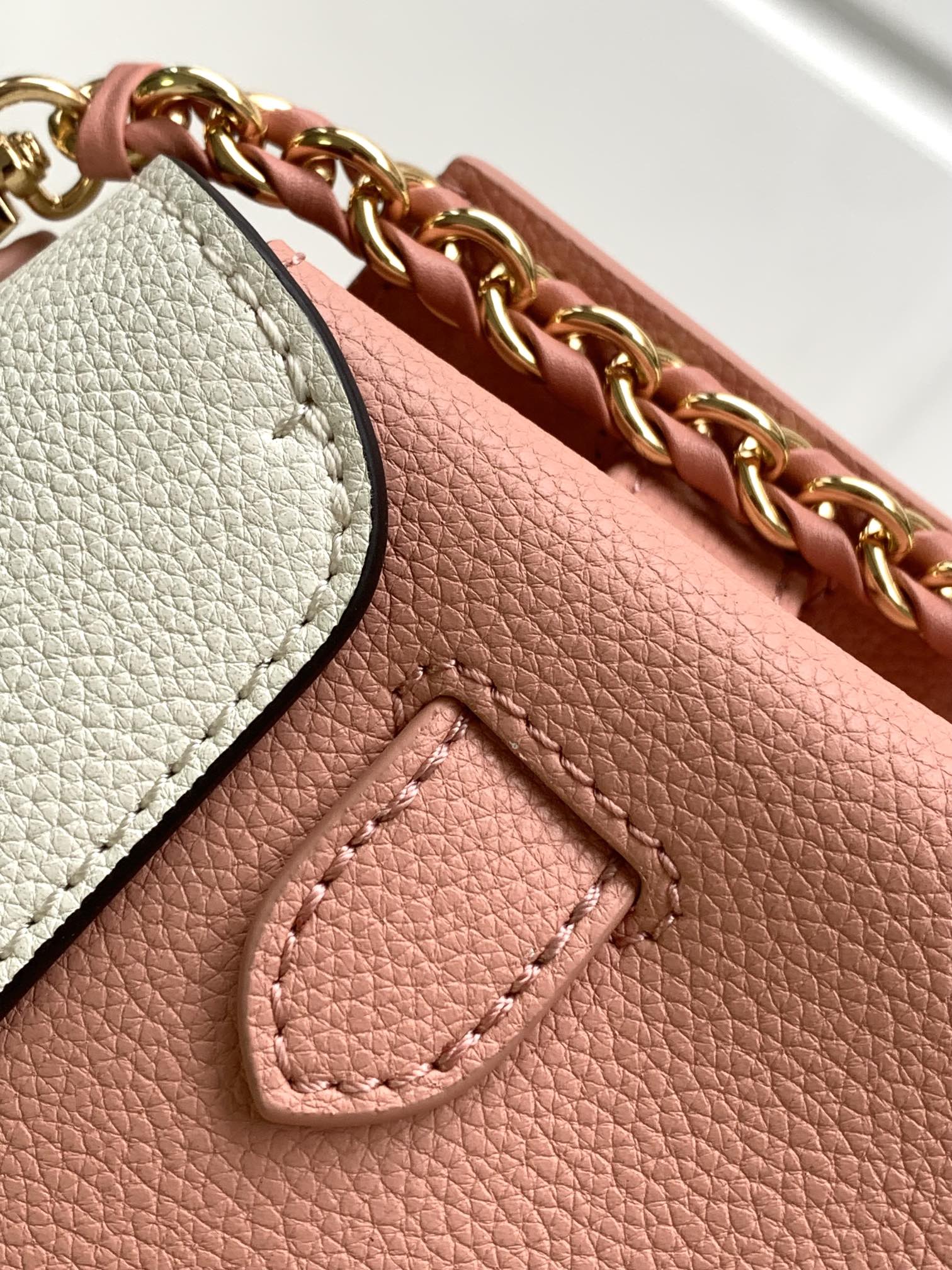 Louis Vuitton Two-Tone Pink and Cream Leather Top Handle Satchel Handbag
