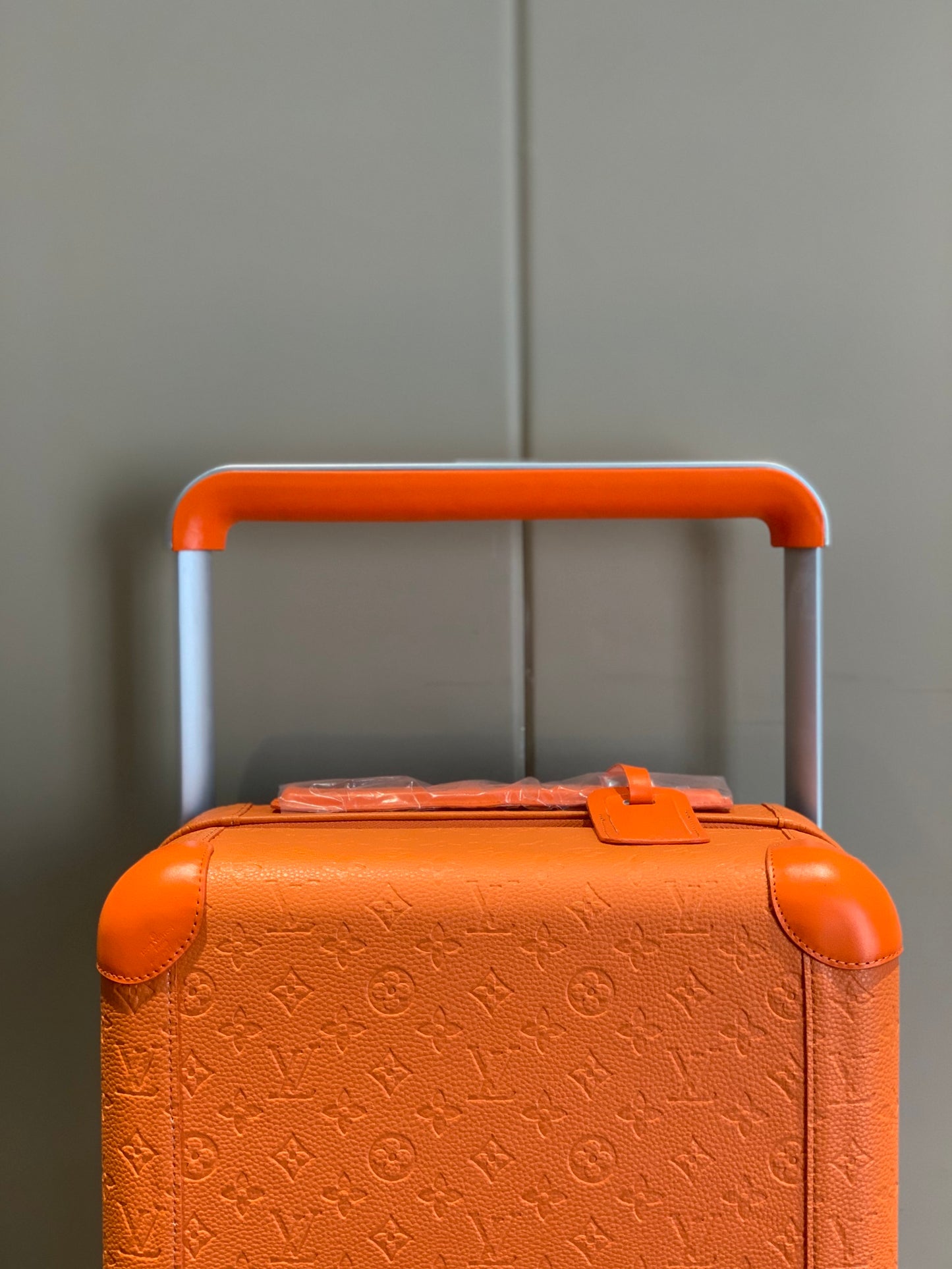 Modern Orange Carry-On Luggage with Wide Telescopic Handle