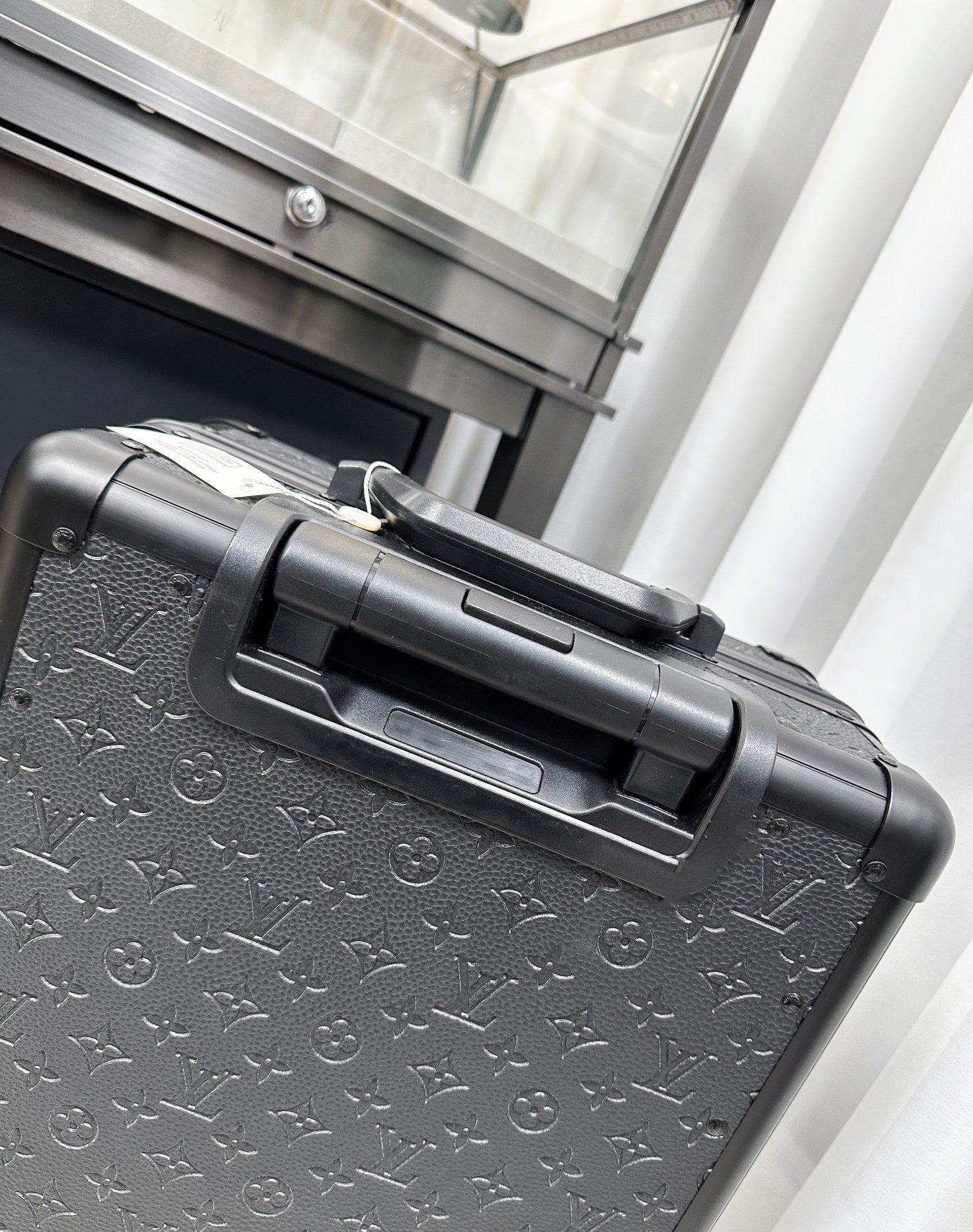 Black Monogram Pattern Hardside Spinner Suitcase Travel Luggage