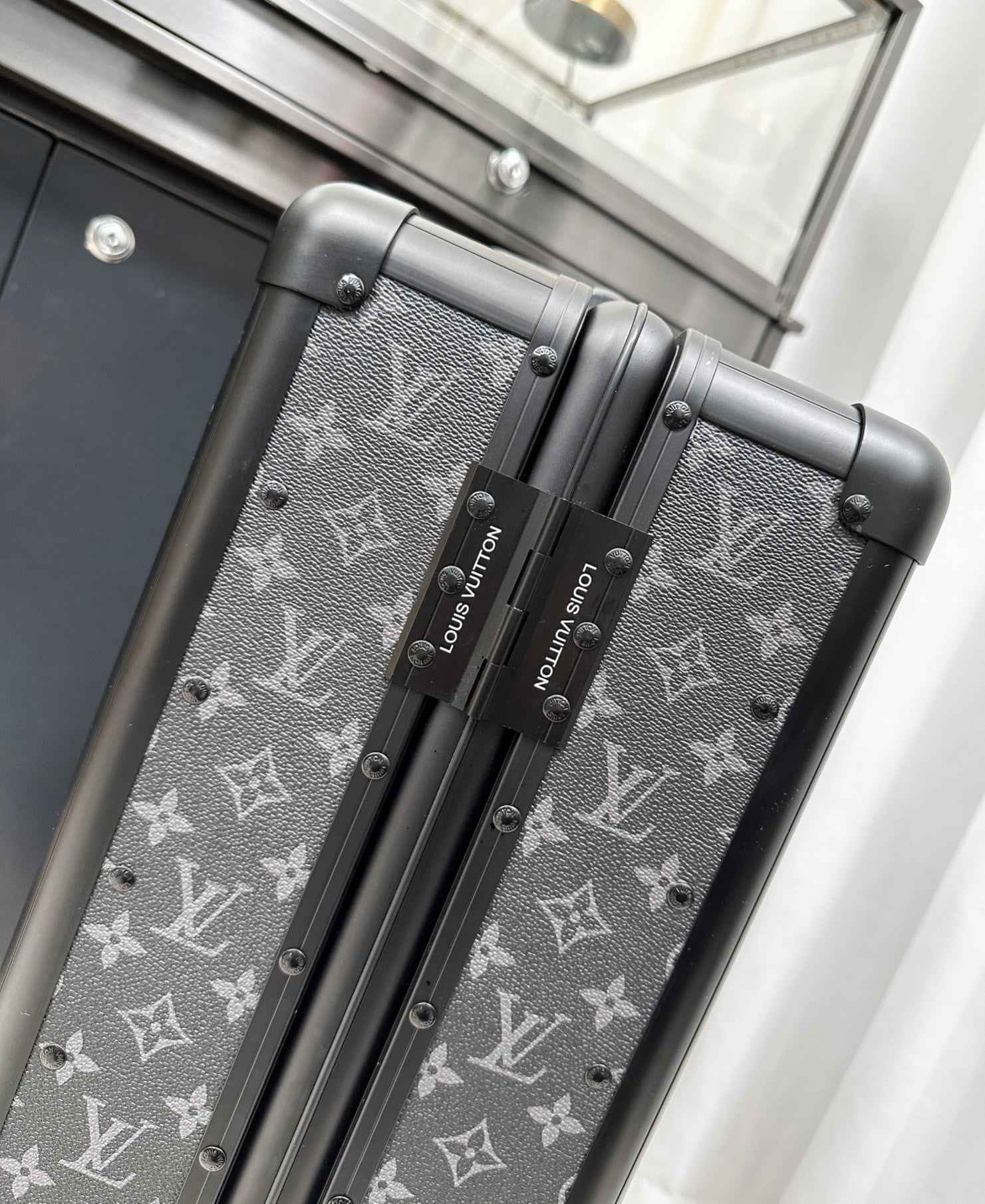 Black Monogram Hardside Spinner Suitcase Carry-On Travel Luggage