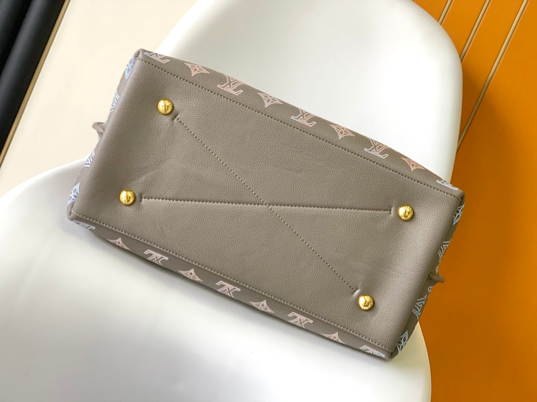 Louis Vuitton Taupe Monogram Leather Hobo Bag with Braided Handle