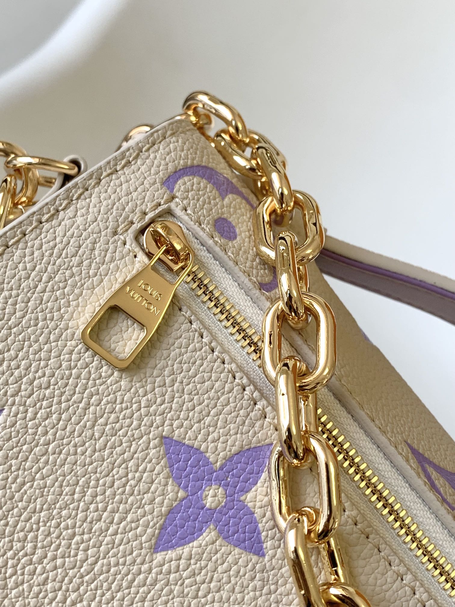 Louis Vuitton Lilac and Cream Monogram Embossed Leather Flap Crossbody Bag