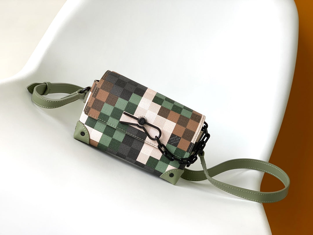 Louis Vuitton Pixelated Green Camo Mini Trunk Crossbody Bag with Chain