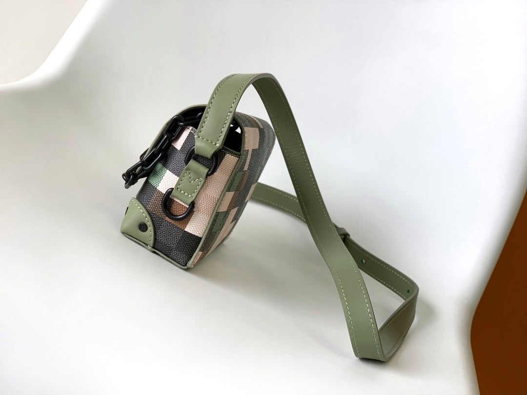 Louis Vuitton Pixelated Green Camo Mini Trunk Crossbody Bag with Chain