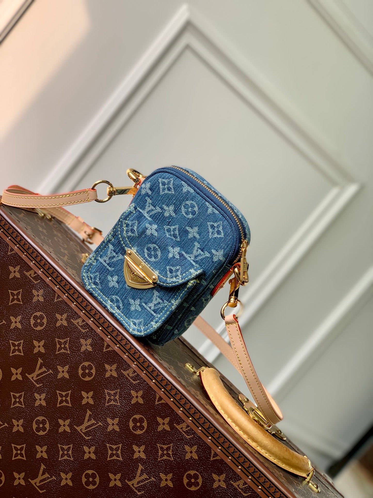 Louis Vuitton Blue Monogram Denim Mini Pleaty Shoulder Crossbody Bag
