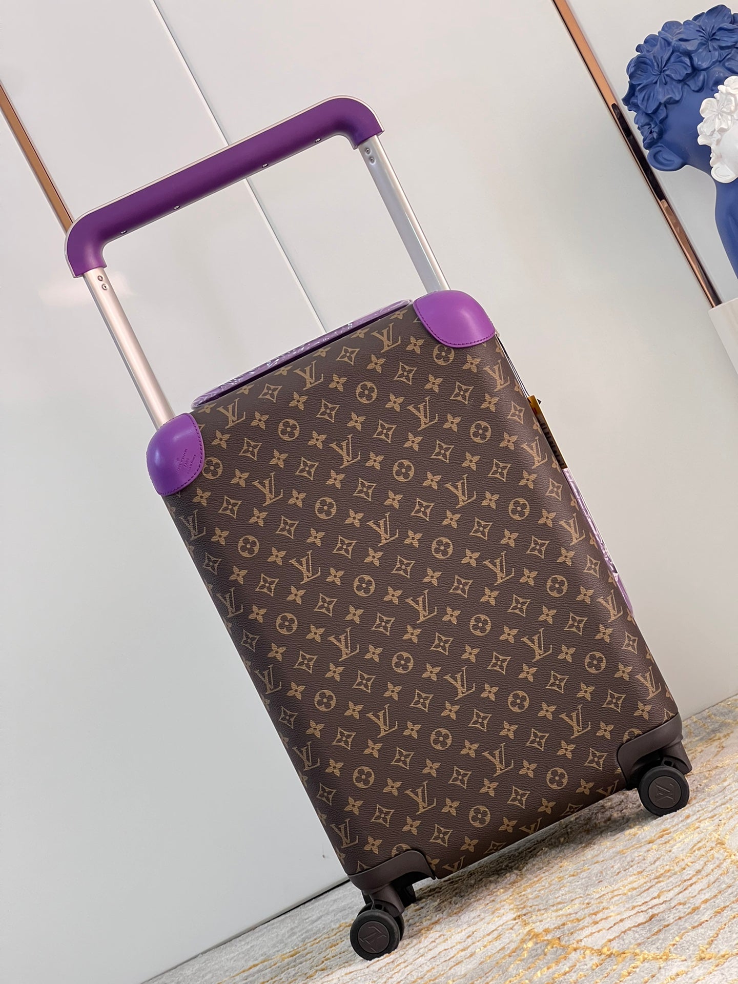 Classic Monogram Spinner Luggage with Purple Handle and Corners