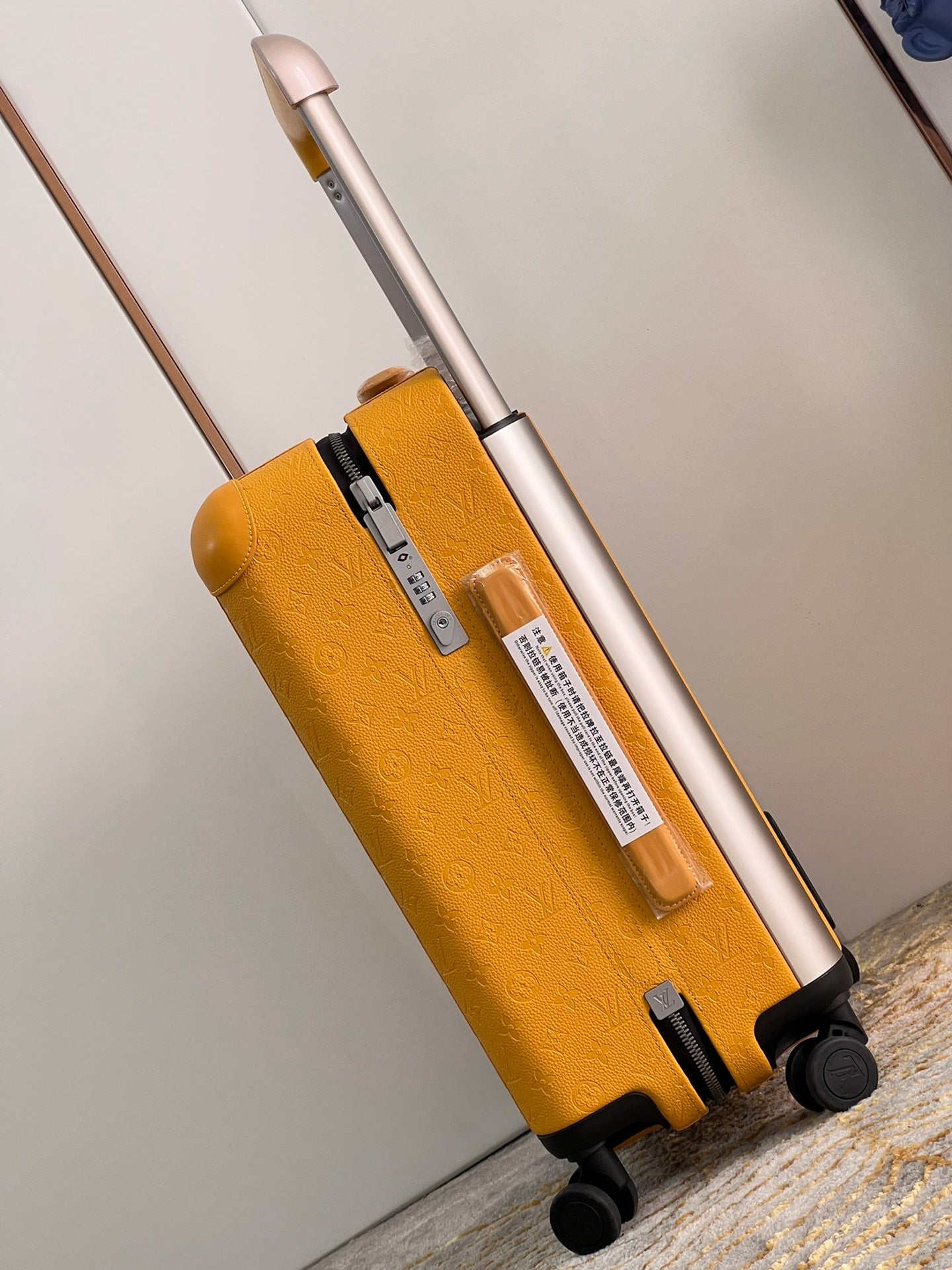 Yellow Hard Shell Carry-On Suitcase with Spinner Wheels