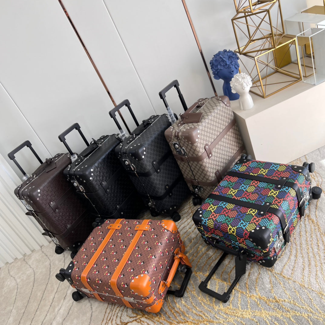 Luxury Retro Monogram Rolling Suitcase Vintage Hardside Spinner Luggage