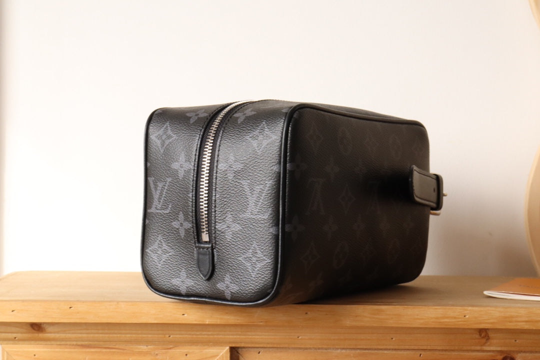 Louis Vuitton Black Monogram Toiletry Bag Luxury Travel Dopp Kit Organizer