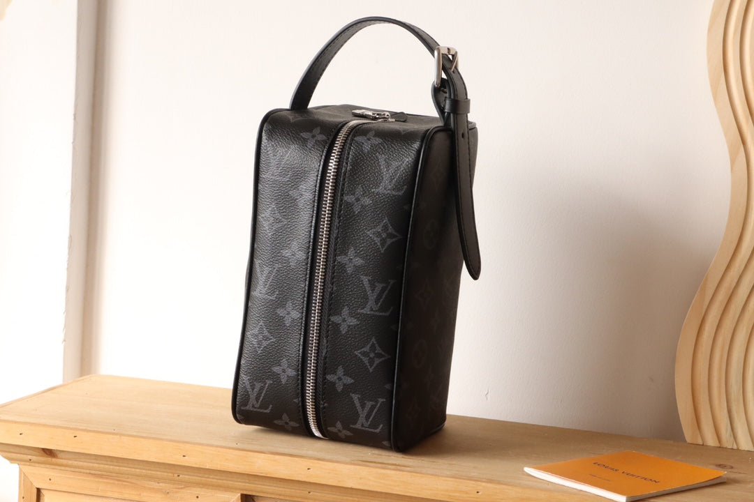 Louis Vuitton Black Monogram Toiletry Bag Luxury Travel Dopp Kit Organizer