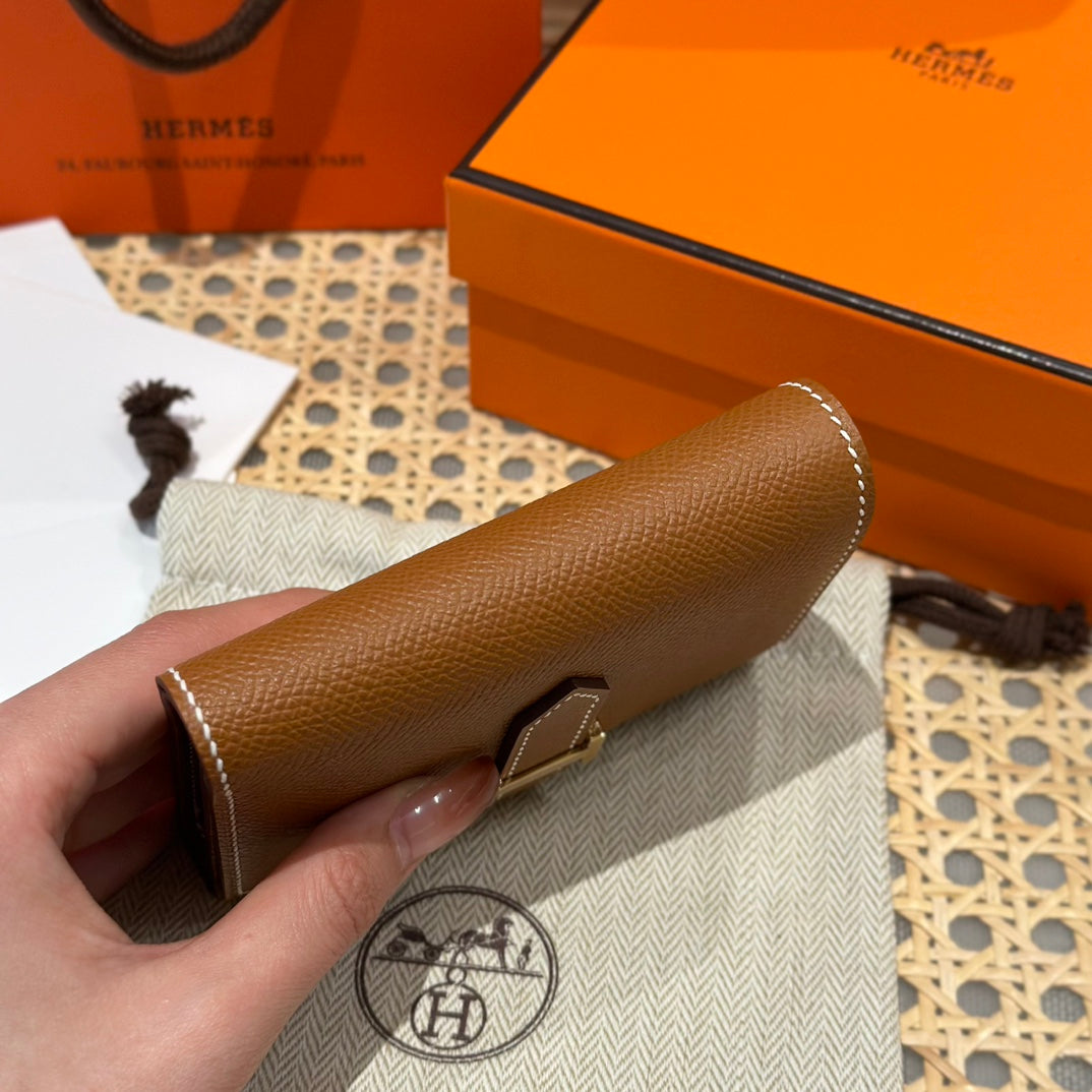 Hermès Béarn Compact Wallet - Gold Epsom Leather with Gold Hardware