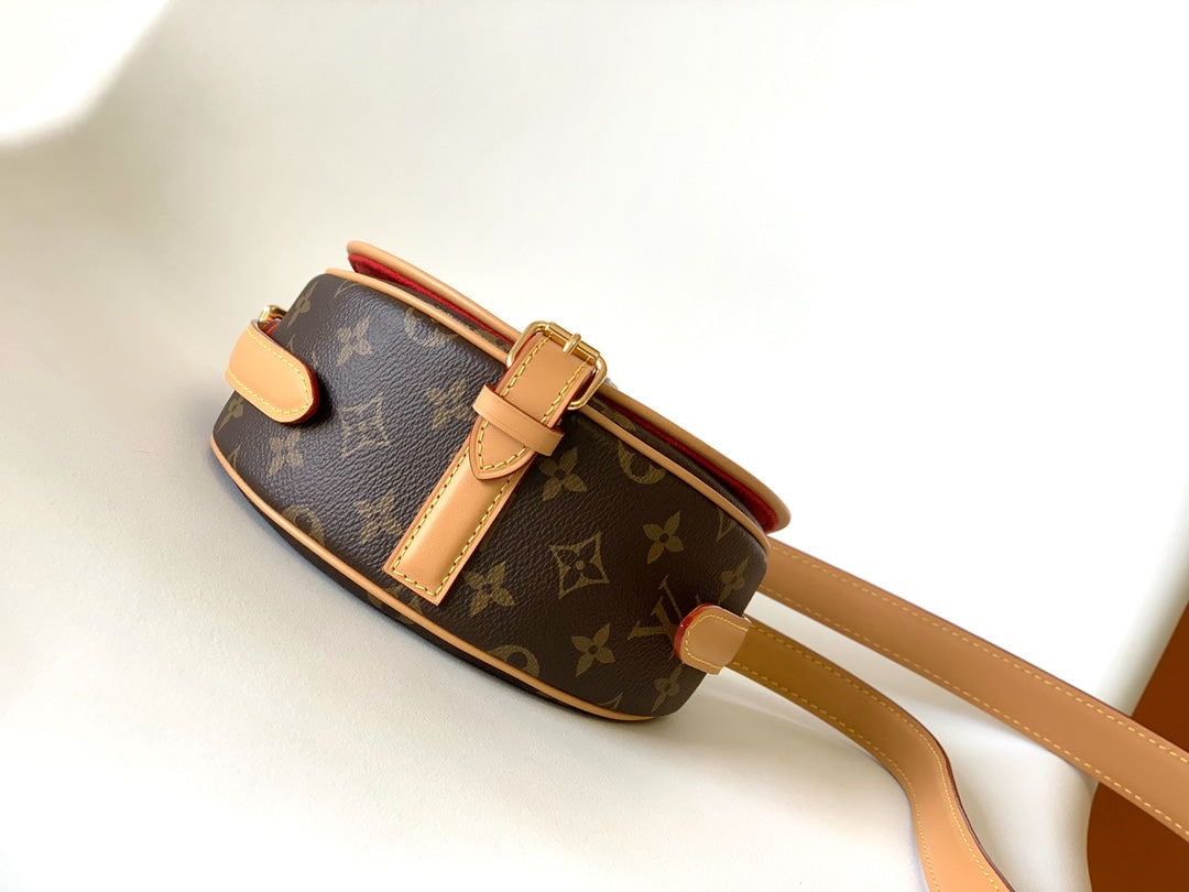 Louis Vuitton Brown Monogram Canvas Crossbody Saddle Bag with Leather Trim