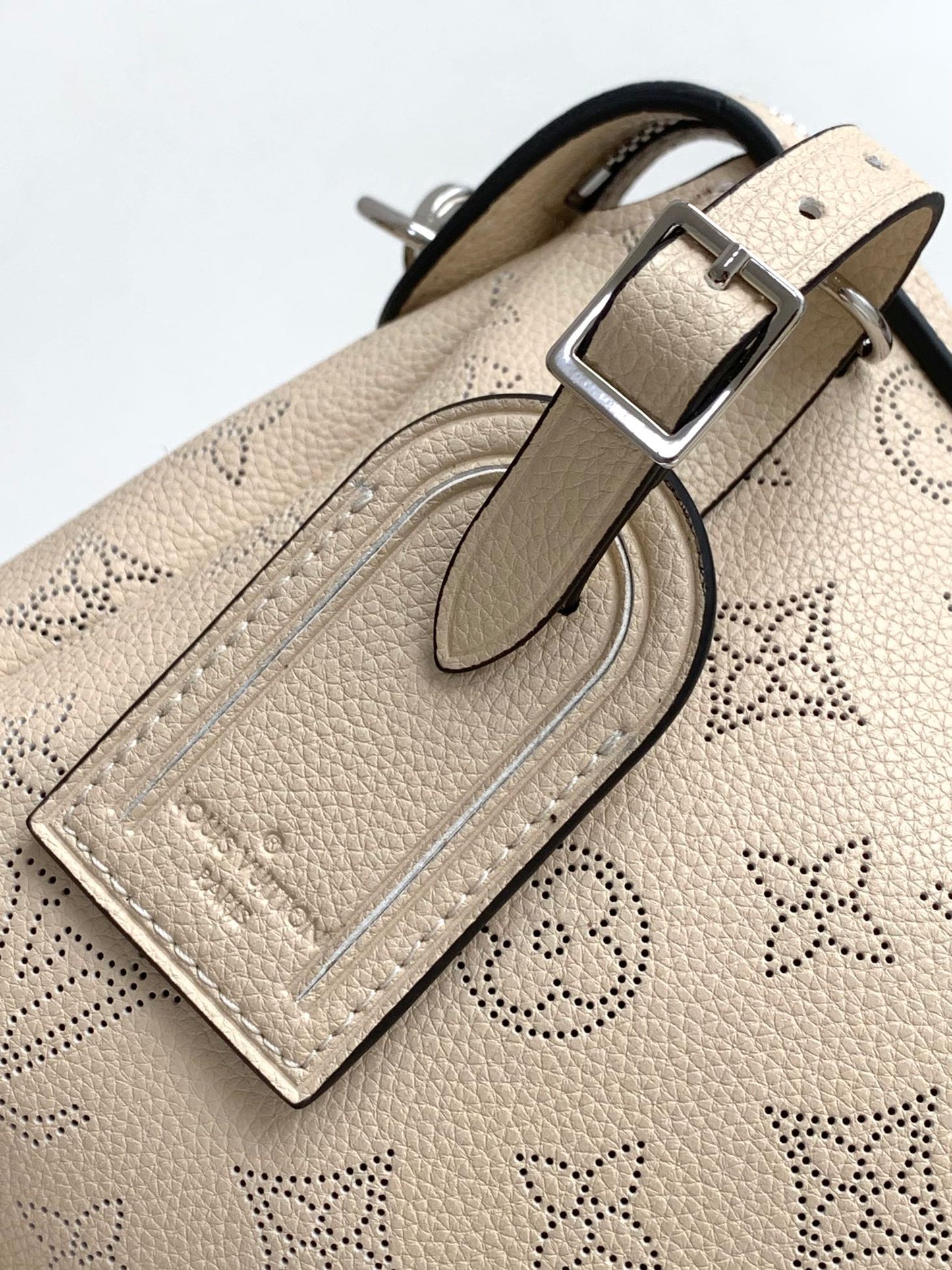 Louis Vuitton Beige Embossed Monogram Leather Shoulder Bag with Chain Strap