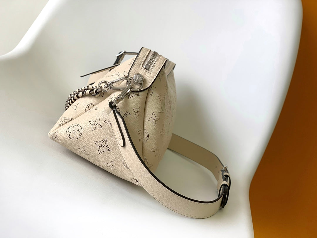Louis Vuitton Beige Embossed Monogram Leather Shoulder Bag with Chain Strap