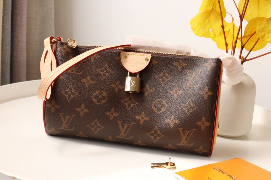 Louis Vuitton Classic Brown Monogram Print Shoulder Bag with Lock Accent