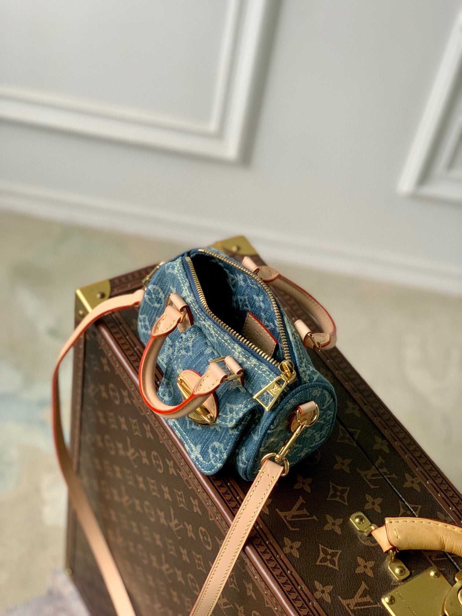 Louis Vuitton Blue Denim Monogram Mini Top-Handle Satchel Crossbody Bag