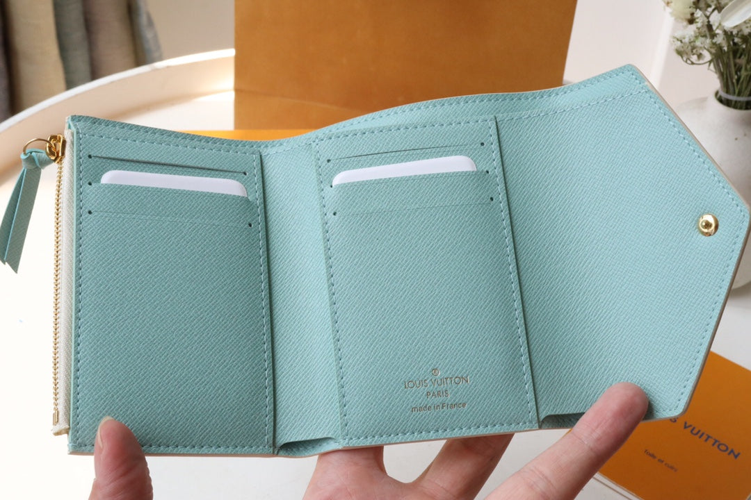 Louis Vuitton Women's Pastel Checkered Leather Card Holder Envelope Wallet