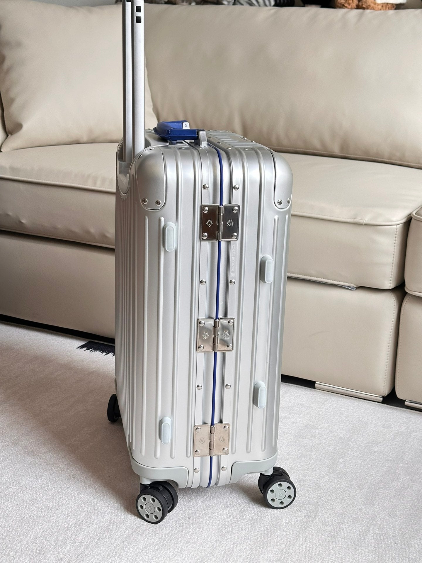 Silver Ribbed Hardside Spinner Carry-On Suitcase with Wheels