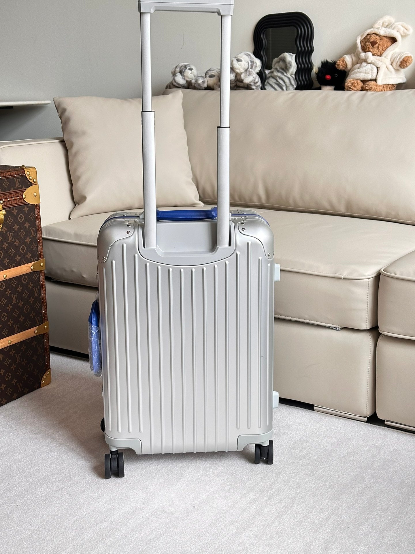 Silver Ribbed Hardside Spinner Carry-On Suitcase with Wheels