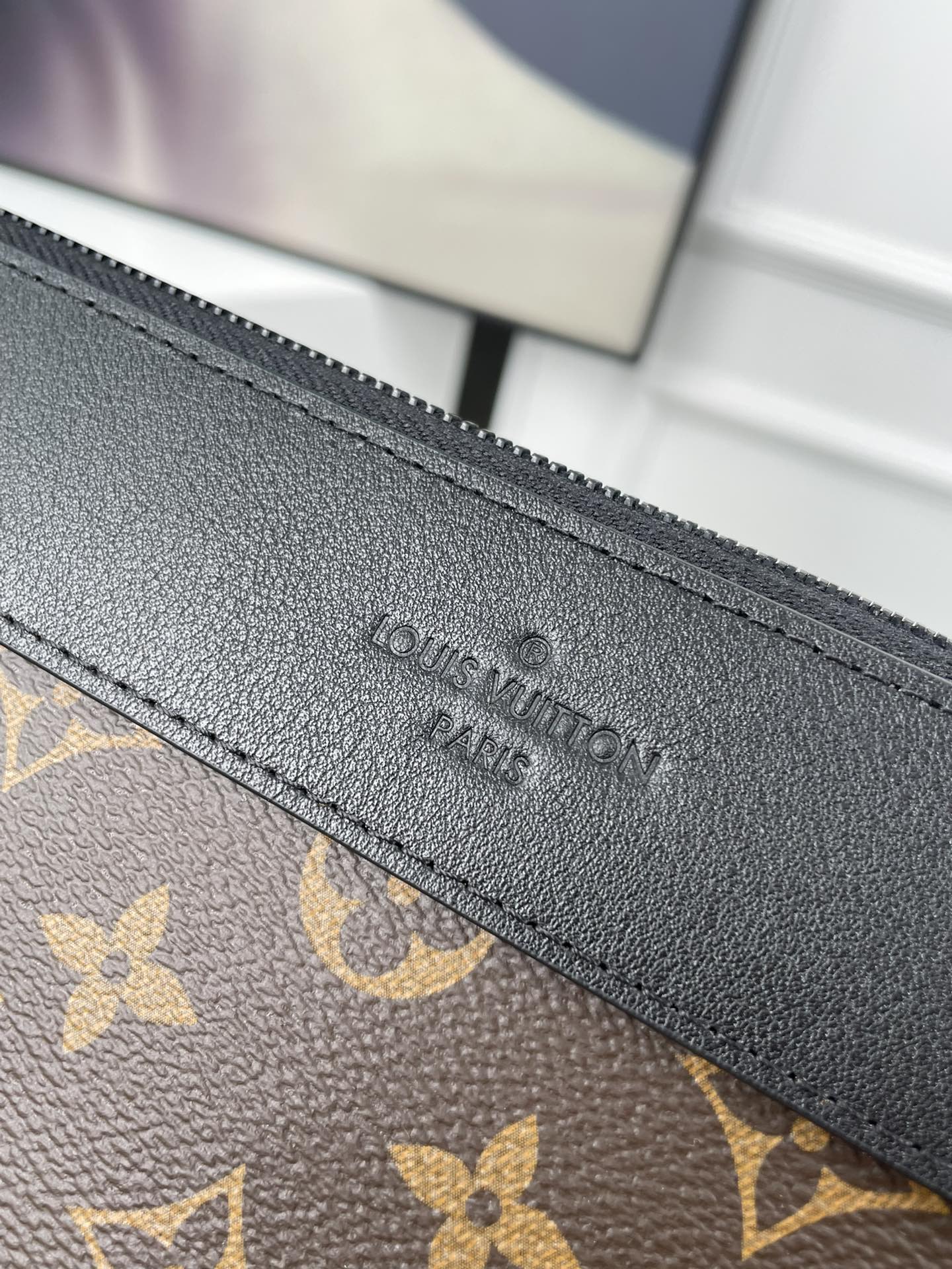 Louis Vuitton Luxury Brown Monogram Zippered Pouch Clutch with Wristlet Strap
