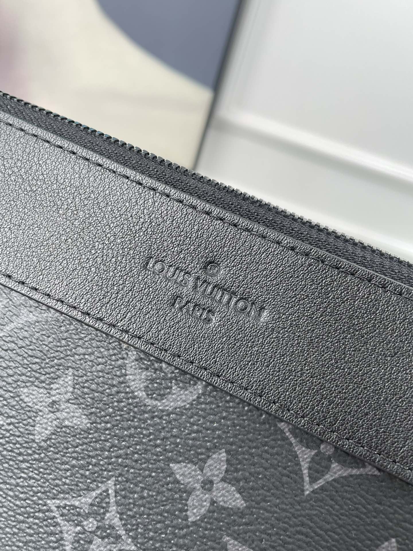 Louis Vuitton Luxury Black Monogram Pattern Zippered Clutch Pouch Bag