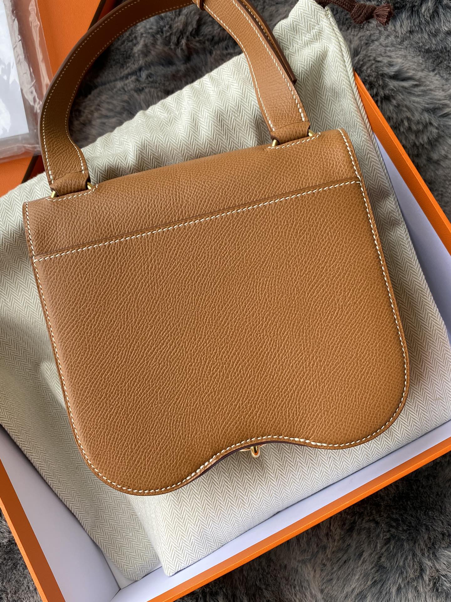 Hermès Della Cavalleria Mini Bag - Gold Tan Leather with Gold-Tone Hardware
