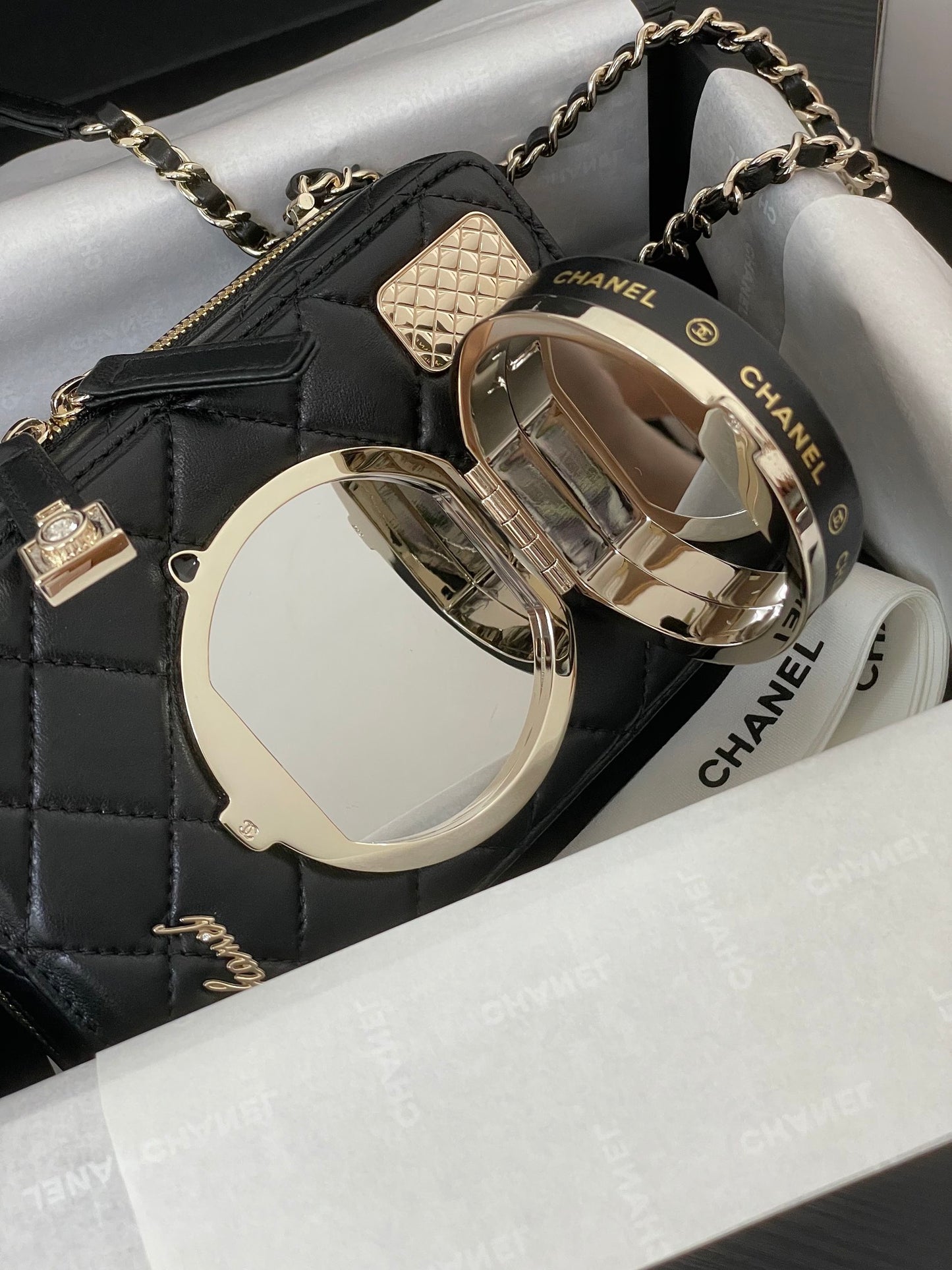 Chanel Quilted Lambskin Camera Case Mini Bag - Black with Gold-Tone Hardware