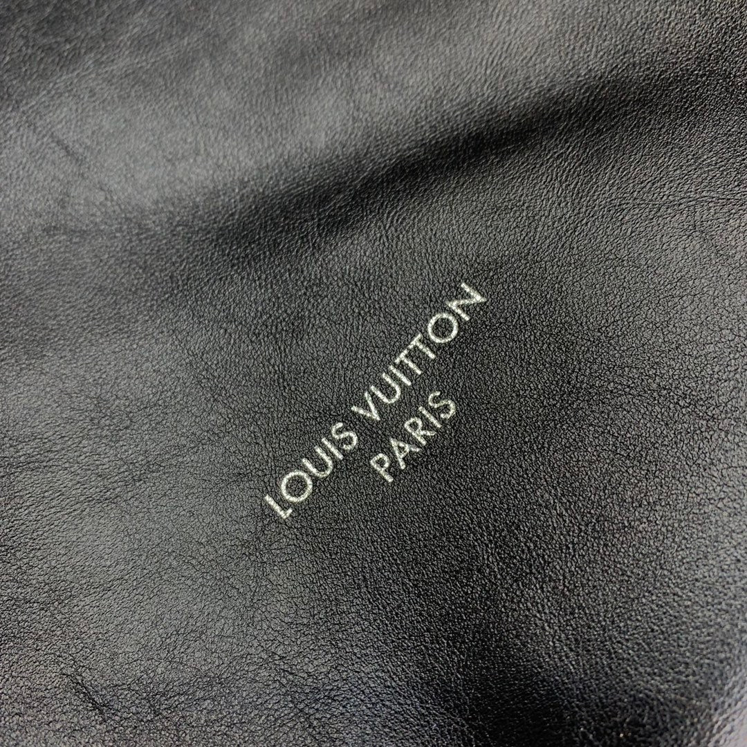 Louis Vuitton Classic Black Leather Hobo Bag with Detachable Monogram Pouch