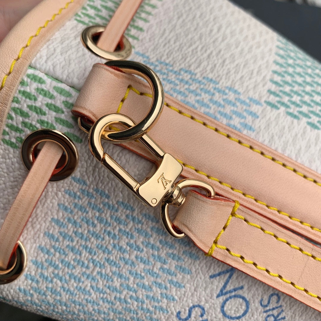 Louis Vuitton Pastel Checkerboard Drawstring Bucket Bag with Leather Strap