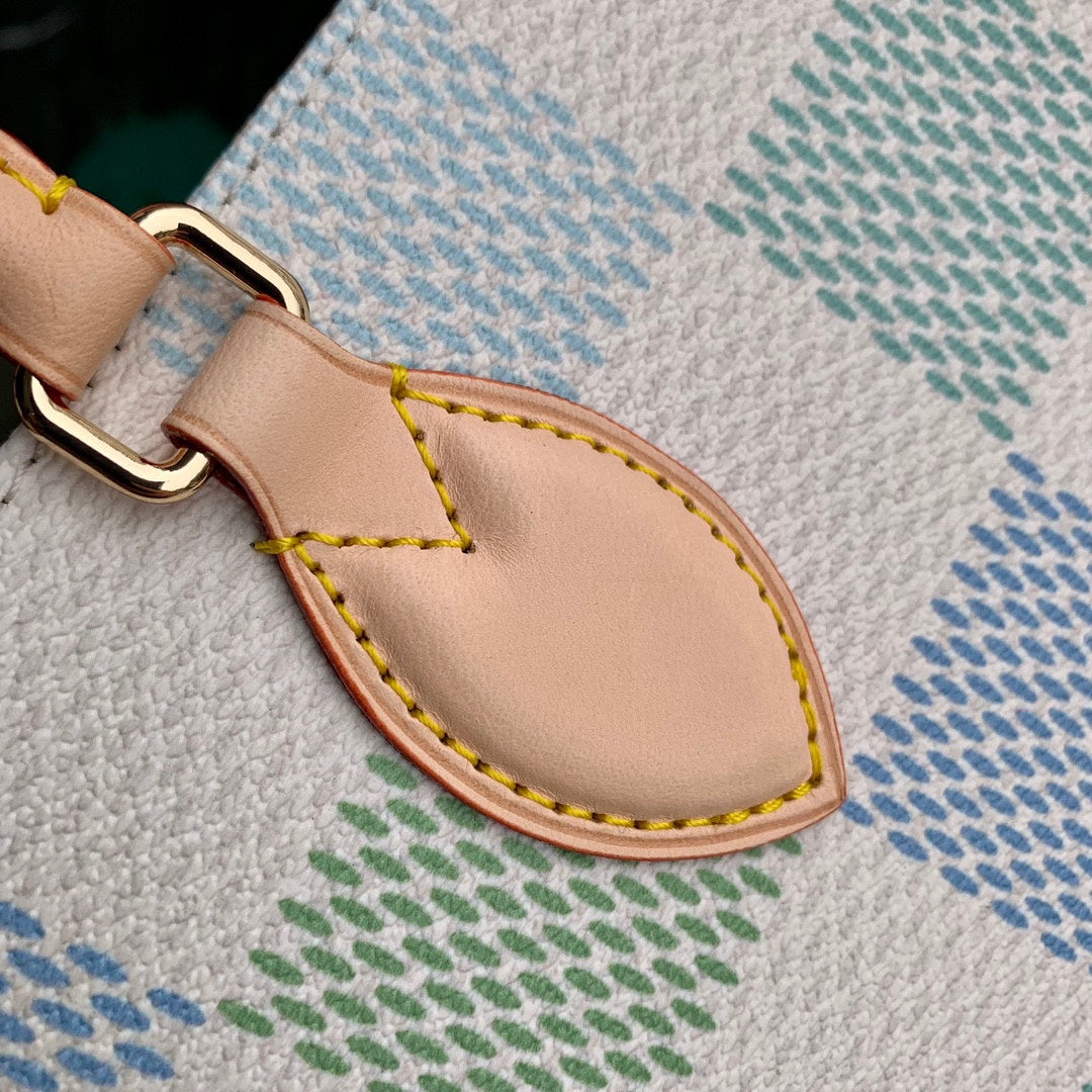Louis Vuitton Pastel Checkered Pattern Canvas Tote Bag with Top Handles