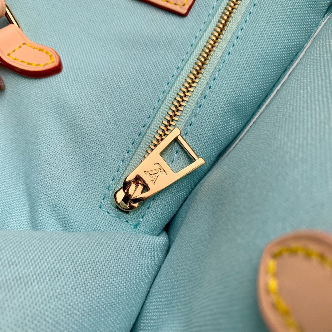 Louis Vuitton Pastel Checkered Pattern Canvas Tote Bag with Top Handles