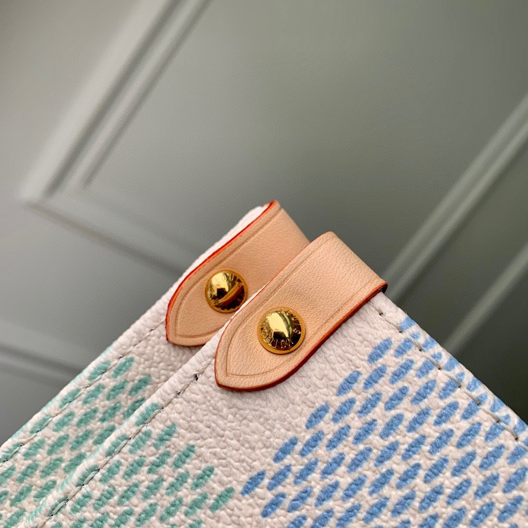 Louis Vuitton Pastel Checkered Pattern Canvas Tote Bag with Top Handles