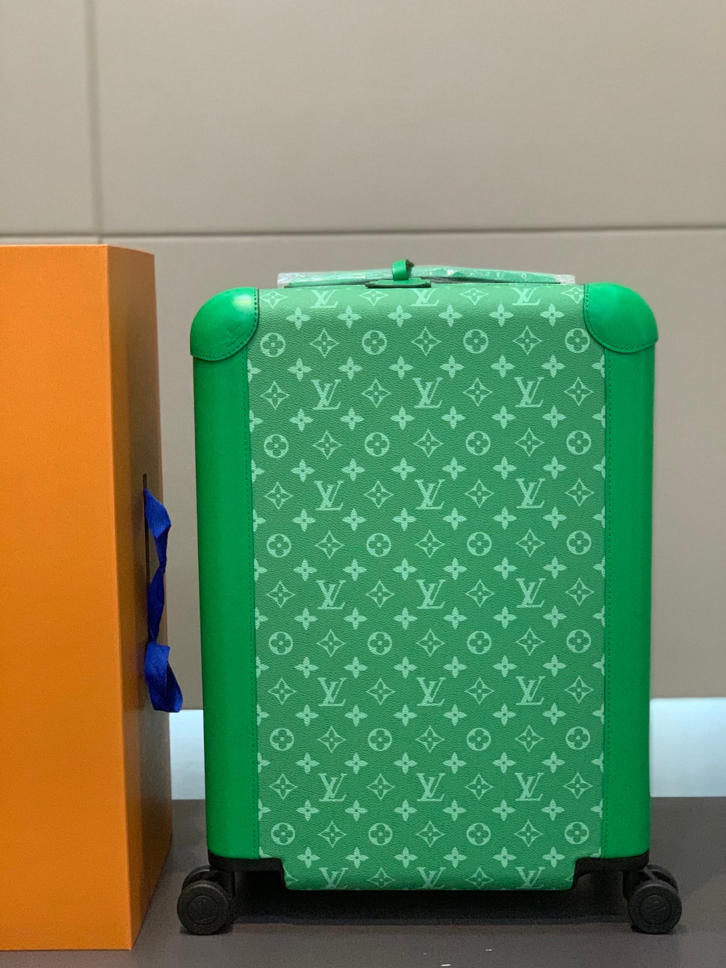 Luxury Green Monogram Carry-On Rolling Suitcase Travel Luggage