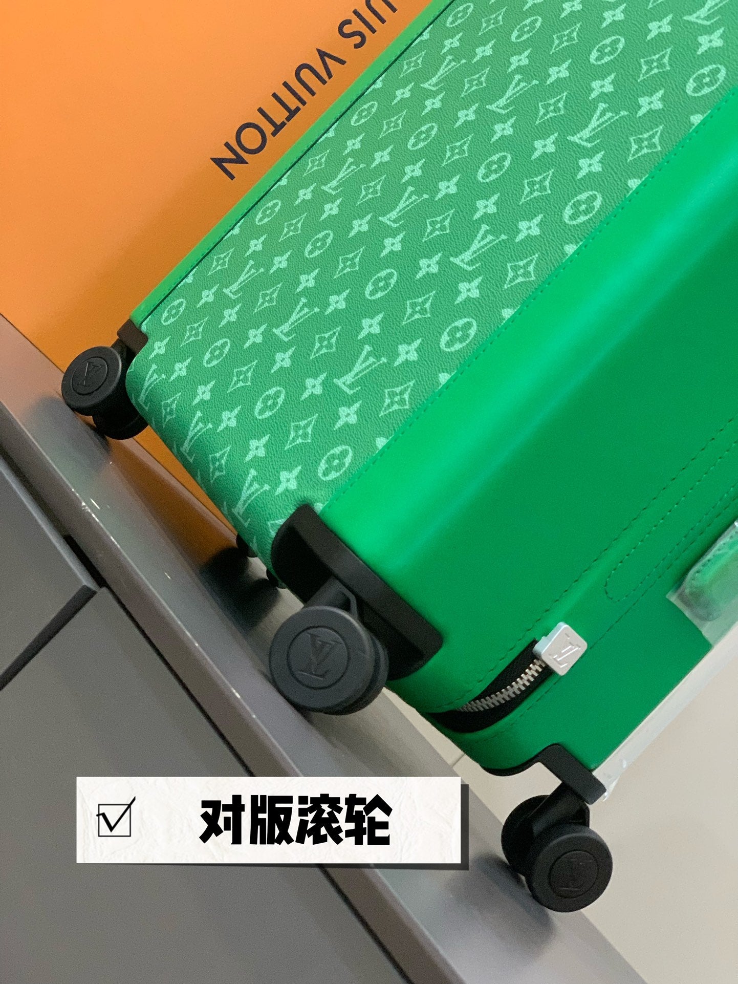 Luxury Green Monogram Carry-On Rolling Suitcase Travel Luggage