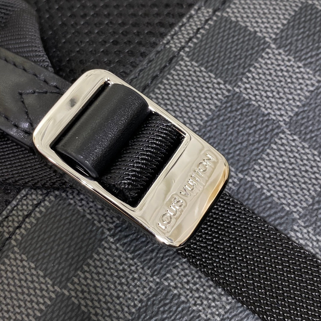 Louis Vuitton Luxury Grey Checkerboard Pattern Unisex Travel Backpack