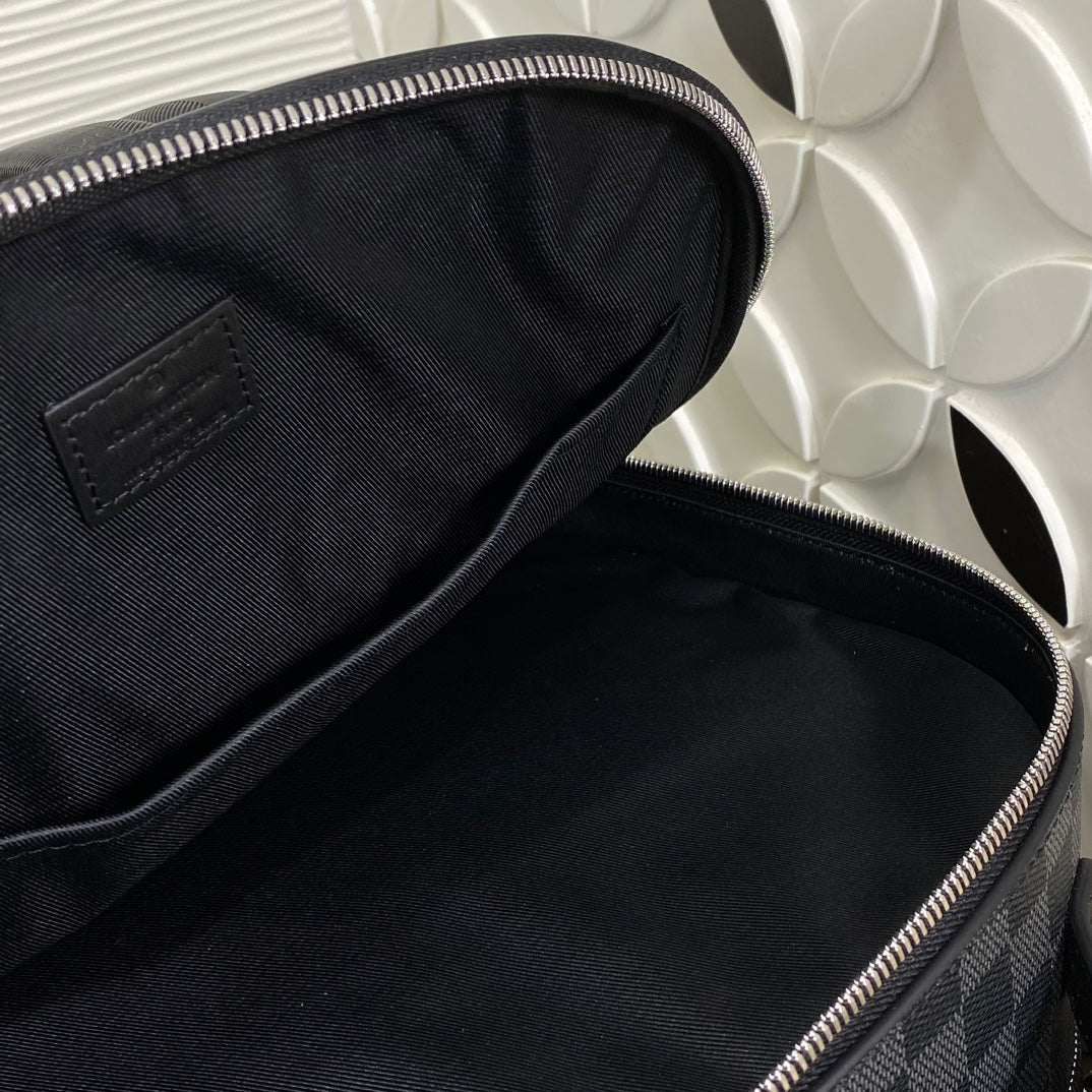 Louis Vuitton Luxury Grey Checkerboard Pattern Unisex Travel Backpack